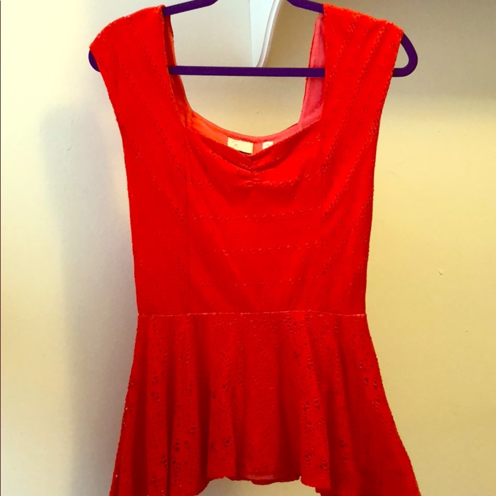 Anthropologie Sunburst orange peplum tank